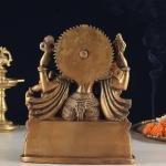 Pure Brass Goddess Parvati with Baby Ganesha Statue - 9" Divine Motherhood Idol